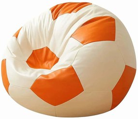 Πουφ Παιδικό Αδιάβροχο Football 535PFT1236 60x65x30cm Orange-White