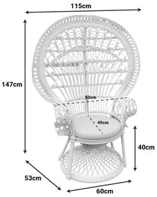 Πολυθρόνα Dorothy Inart με μπεζ μαξιλάρι-φυσικό rattan 115x57x150εκ 115x53x147 εκ.