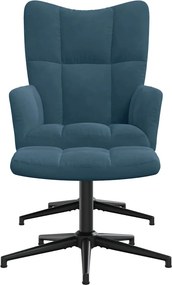 vidaXL Πολυθρόνα Relax Μπλε Βελούδινη με Σκαμπό