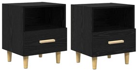 vidaXL Κομοδίνο 2 pcs Μαύρη δρυς 40 x 35 x 47.5 εκ Επεξεργασμένο ξύλο