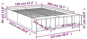 Πλαίσιο Κρεβατιού Καφέ Δρυς 120x200 εκ. Επεξεργασμένο Ξύλο - Καφέ