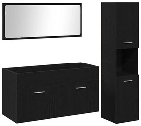 vidaXL Σετ Επίπλων Μπάνιου με πόρτα 3 pcs Μαύρη Οξυά 60 x 38.5 x 46 cm
