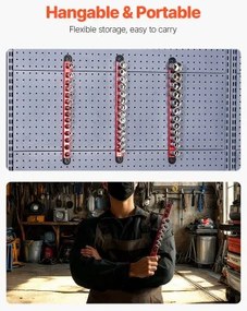 VEVOR Socket Organizer Rail Set 3PCS Aluminum Socket Organizers with 40 Clips