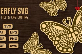 Σετ των 2 Intra απο ξύλο plywood 3mm-4mm πάχος πεταλούδας και κοπής CNC Δίασταση 20x30 cm INTRAFABR-98741806