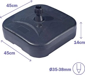 Βάση ομπρέλας Marbueno Μαύρο Πλαστική ύλη 45 x 14 x 45 cm