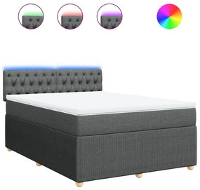 Κρεβάτι Boxspring με Στρώμα Σκούρο Γκρι 140x190 εκ. Υφασμάτινο - Γκρι