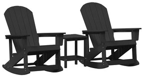 vidaXL Σετ Ξαπλώστρας Κήπου 3 pcs Μαύρο HDPE