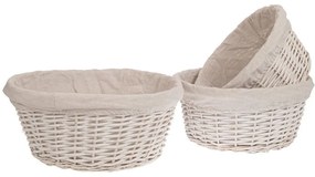 Καλάθι Με Ύφασμα (Σετ 3Τμχ) 89059 45x20/35x18cm White Ύφασμα,Ψάθα