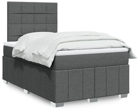 Κρεβάτι Boxspring με Στρώμα Σκούρο Γκρι 120x190 εκ Υφασμάτινο