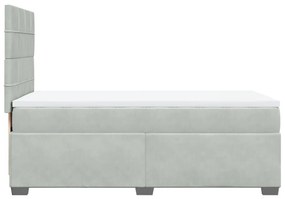 Κρεβάτι Boxspring με Στρώμα Ανοιχτό Γκρι 90x200 εκ. Βελούδινο - Γκρι