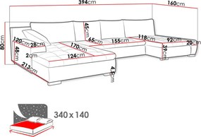 Γωνιακός καναπές Caro-Mple - 394.00Χ213.00Χ80.00cm