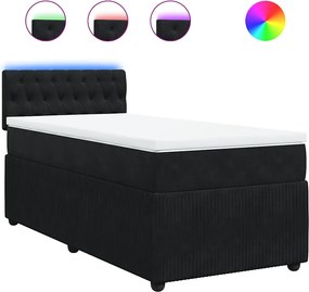 vidaXL Κρεβάτι Boxspring με Στρώμα Μαύρο 80 x 200 εκ. Βελούδινο