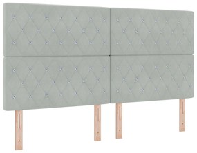 vidaXL LED κολλητή πλάτη Ανοιχτό γκρι 90 εκ Βελούδο