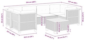 Καναπές Σετ 7 Τεμαχίων Μαύρο Συνθετικό Ρατάν με Μαξιλάρια - Μαύρο