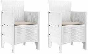 vidaXL Σέτ φαγητού για κήπο 3 pcs Λευκό Rattan Polt