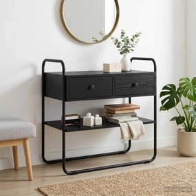 vidaXL Τραπέζι κονσόλας Μαύρη Δρυς 80 x 40 x 75 εκ. Επεξεργασμένο Ξύλο