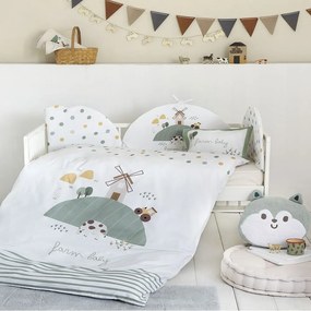 Κουβερλί Βρεφικό Farm Baby White-Mint Nima 100X140cm 100% Βαμβάκι