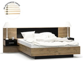Κρεβάτι διπλό Romilly μαύρο gloss-καρυδί 160x200εκ Υλικό: CLIPBOARD WITH MELAMINE COATING - METAL 173-000012