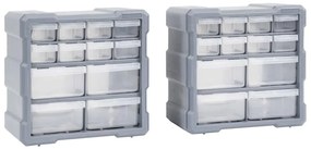 vidaXL Κουτιά Αποθήκευσης 2 τεμ. με 12 Συρτάρια 26,5 x 16 x 26 εκ.