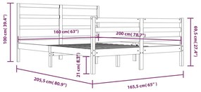 vidaXL Πλαίσιο Κρεβατιού Λευκό 160 x 200 εκ. από Μασίφ Ξύλο Πεύκου