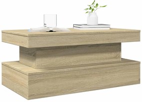 vidaXL Τραπεζάκι Σαλονιού με LED Sonoma Δρυς 90 x 50 x 40 εκ.