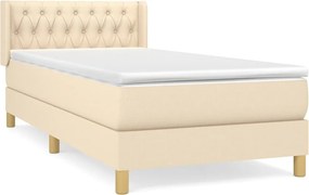 vidaXL Κρεβάτι Boxspring με Στρώμα Κρεμ 100 x 200 εκ. Υφασμάτινο