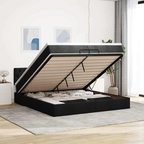 VidaXL Οθωμανικό κρεβάτι με στρώματα & LEDs Μαύρο 200x200cm ύφασμα