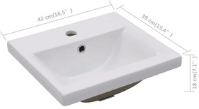 vidaXL Νιπτήρας Ένθετος Λευκός 42 x 39 x 18 εκ. Κεραμικός