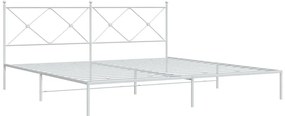 vidaXL Πλαίσιο Κρεβατιού με Κεφαλάρι Λευκό 193 x 203 εκ. Μεταλλικό