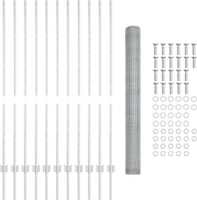 vidaXL Εξαγωνική Φράχτη με Στύλο 25 x 1,4 μ Γαλβανισμένος Χάλυβας