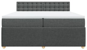 vidaXL Κρεβάτι Boxspring με Στρώμα Σκούρο Γκρι 200x200 εκ. Υφασμάτινο