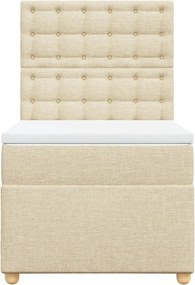 vidaXL Κρεβάτι Boxspring με Στρώμα Κρεμ 100 x 200 εκ. Υφασμάτινο