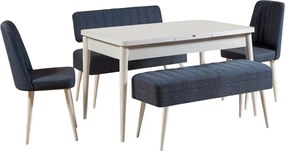 Extendable Dining Table &amp; Chairs Set (5 Pieces) Vina 1048 - 4 - White, Dark Blue White
Dark Blue