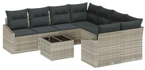 vidaXL Σετ Καναπέ Κήπου με μαξιλάρι 9 pcs Ανοιχτό Γκρι, Σκούρο Γκρι