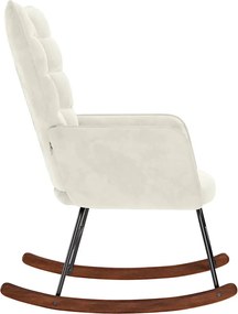 vidaXL Κουνιστή Πολυθρόνα Κρεμ Βελούδινη