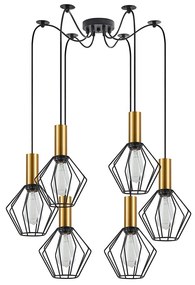 Φωτιστικό Οροφής Adept Tube 77-8618 65x65x300cm 6xE27 60W Black-Gold Homelighting