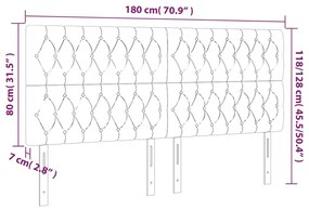 vidaXL Κεφαλάρι Κρεβατιού LED Σκούρο Καφέ 180x7x118/128εκ. Υφασμάτινο