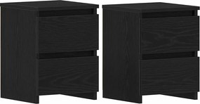 vidaXL Κομοδίνο 2 pcs Μαύρη Οξυά 30 x 30 x 40 cm Επεξεργασμένο ξύλο