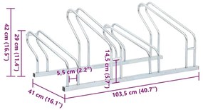Βάση Ποδηλάτου για 4 Ποδήλατα Επιδαπέδιο Γαλβανισμένο Χάλυβα - Ασήμι