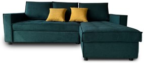 Γωνιακός καναπές-κρεβάτι Lorenzo με αποθηκευτικό χώρο, σκούρο πράσινο 235x90x165cm Δεξιά γωνία - VAS4589