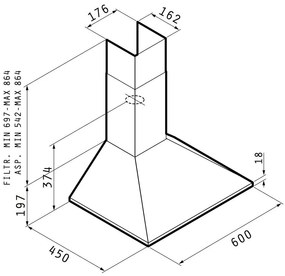 Απορροφητήρας Καμινάδα High Power Pyramis 60x45x106 εκ.