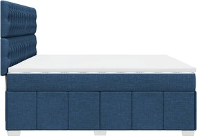 vidaXL Κρεβάτι Boxspring με Στρώμα Μπλε 200x200 εκ. Υφασμάτινο