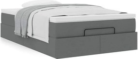 vidaXL Οθωμανικό κρεβάτι με στρώμα Σκούρο γκρι 120x200cm ύφασμα