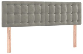 Κρεβάτι Boxspring με Στρώμα Ανοιχτό Γκρι 140x190 εκ. Βελούδινο - Γκρι