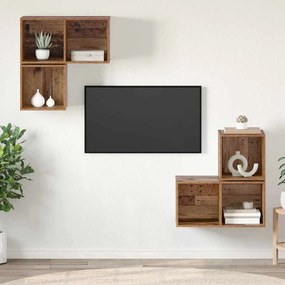vidaXL Σετ επίπλου τηλεόρασης 4 pcs Παλαιό ξύλο 37 x 37 x 72 εκ