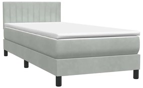 vidaXL Κρεβάτι Boxspring με Στρώμα Ανοιχτό Γκρι 80x210 εκ. Βελούδινο