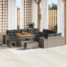 vidaXL Σετ Καναπέ Κήπου Ρυθμιζόμενο ύψος 13 pcs Γκρι συνθετικό ρατάν