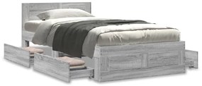 vidaXL Πλαίσιο Κρεβατιού με Κεφαλάρι Γκρι Sonoma 75x190 εκ. Επεξ. Ξύλο