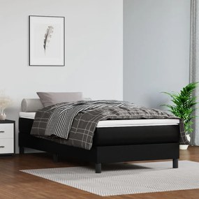 Κρεβάτι Boxspring με Στρώμα Μαύρο 90x200εκ. από Συνθετικό Δέρμα