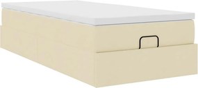 vidaXL Οθωμανικό κρεβάτι με στρώμα Cream 90x190cm ύφασμα